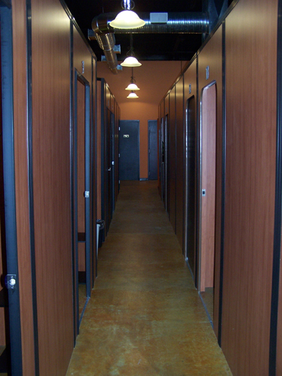 dark wood sunwalls in hallway